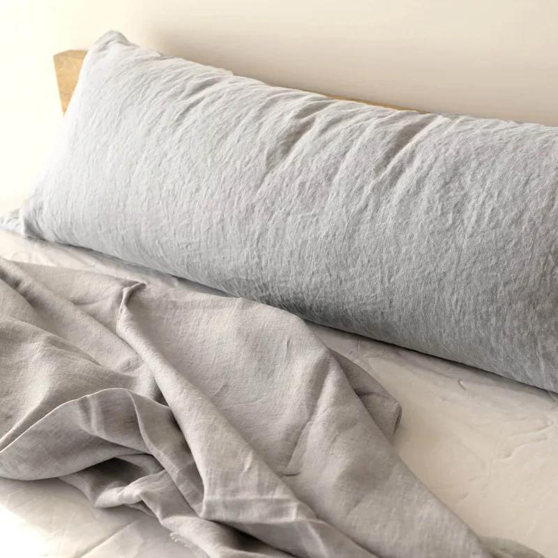 Taie d'oreiller double en lin pur, housse de coussin, taille personnalisée, anti-acariens, Euro Sham