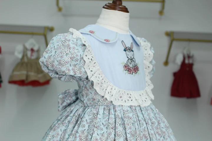 Bébé fille été rose lapin broderie turc Vintage Lolita princesse robe de bal robe pour anniversaire 