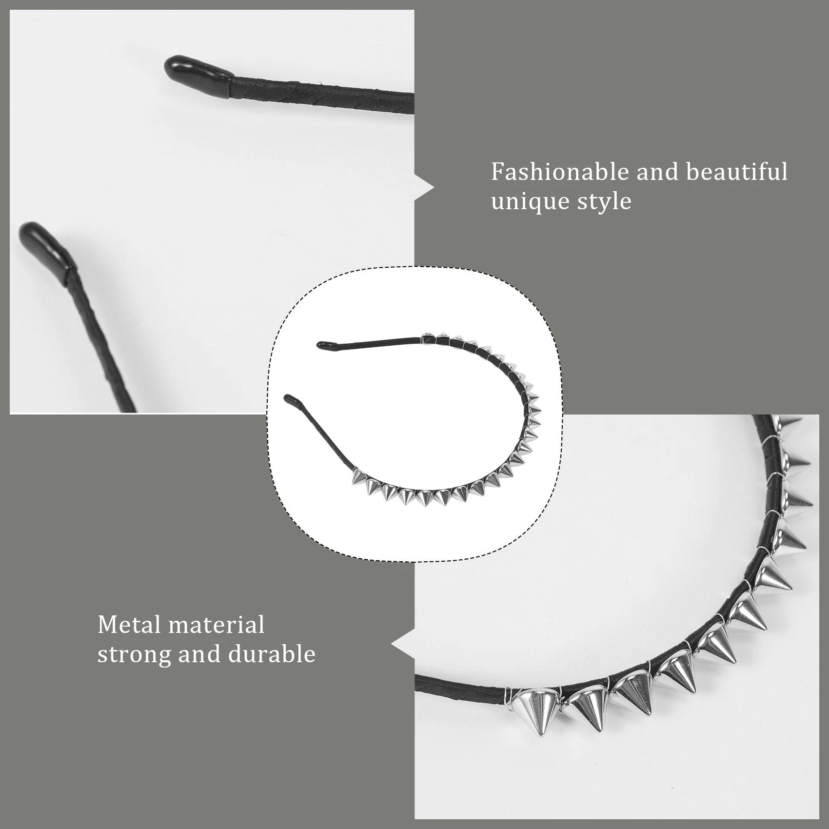 Argent métal Stud Rivet Spike bandeau cheveux bandeau Aliceband Punk fille