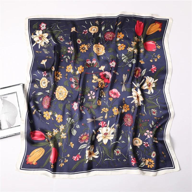 Foulards de luxe imprimés pour femmes, foulard en soie, décorations florales, petites cravates, band