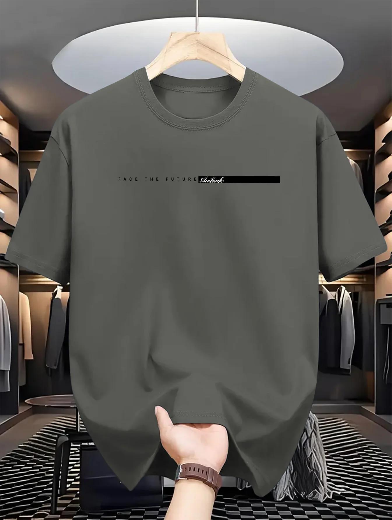 T-shirt à Manches Courtes et Col Rond pour Homme, Haut Décontracté, Coupe Ample, Grande Lettre Impri