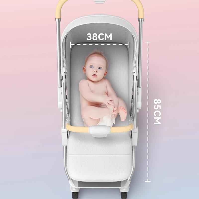 Poussette bébé vue haute peut s'asseoir ou s'allonger bidirectionnelle absorbant les chocs pliable P