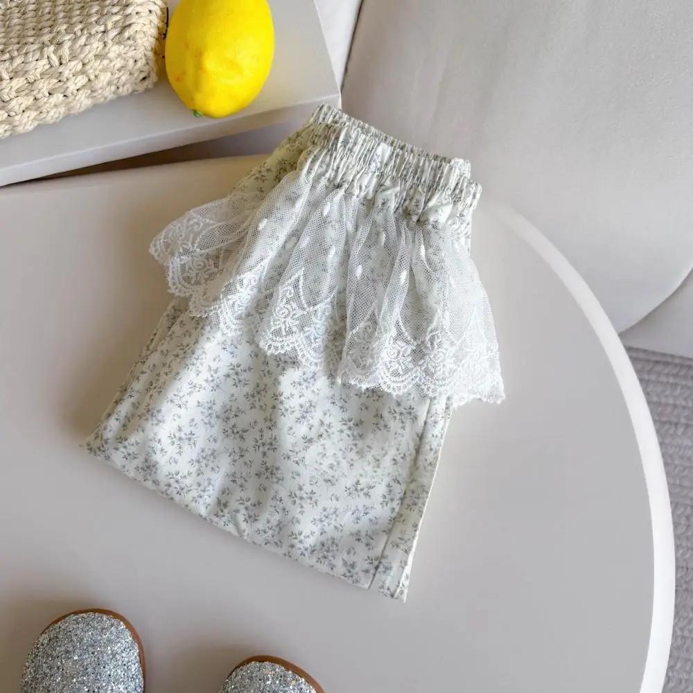 Nouvel ensemble décontracté d'été pour filles de 2 à 7 ans : pantalon lanterne à carreaux et rayures