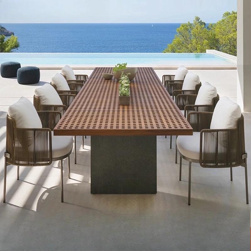 Table en bois italienne d'extérieur, style nordique, pour fête, événement, Restaurant, cuisine, Tabl