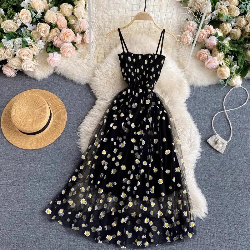 YuooMuoo – robe de soirée en maille pour femmes, nouvelle mode coréenne, imprimé Floral, bretelles S