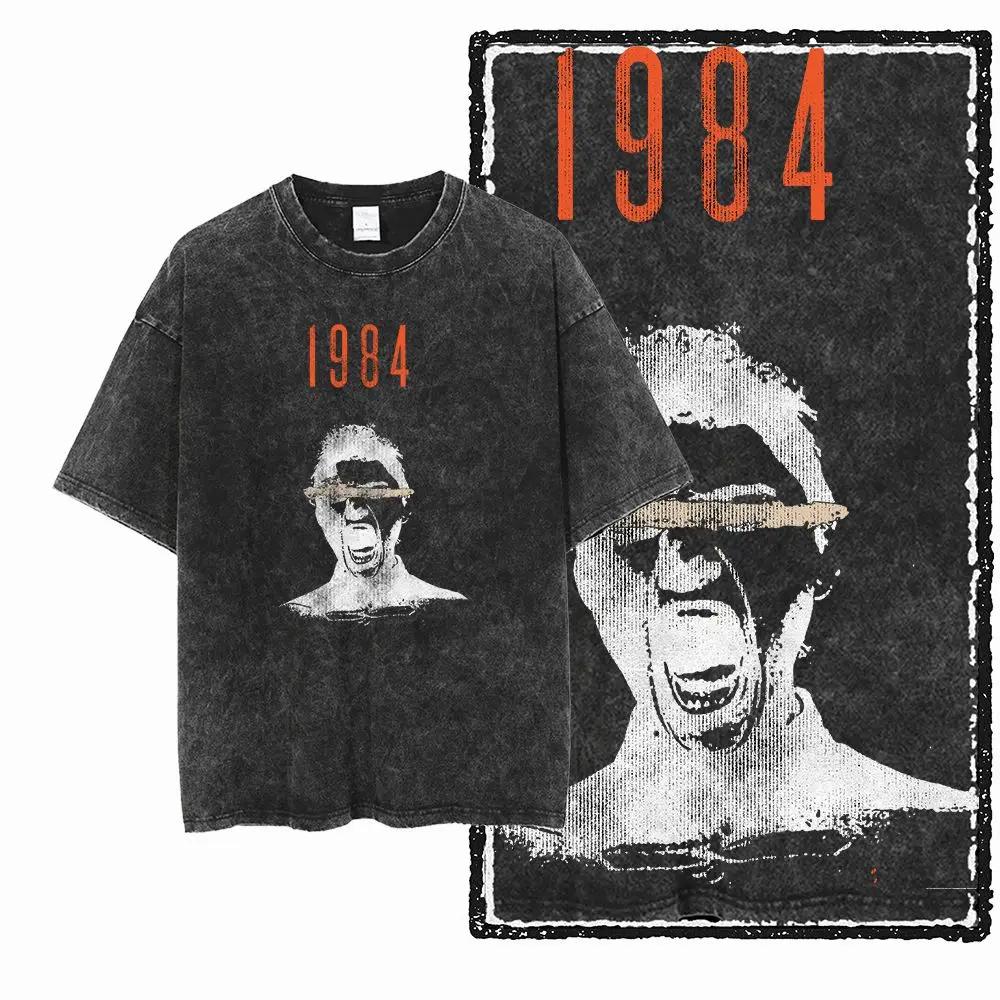G02 exclusif 100% coton grande taille 1984 graphique hommes T-shirt |   T-shirt col rond pour hommes
