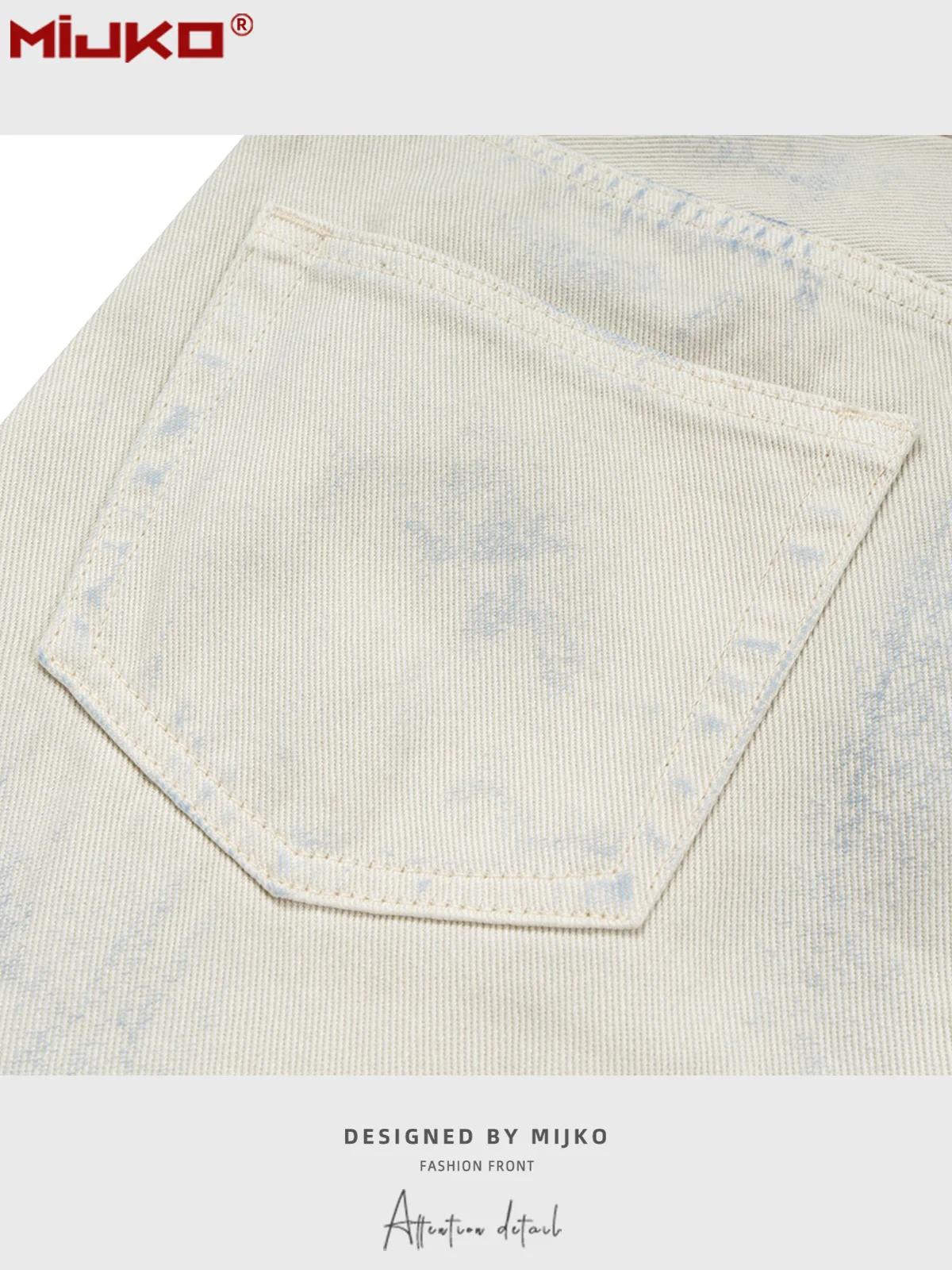 MIJKO jean Baggy délavé sale pour hommes blanc Streetwear décontracté pantalon en Denim en détresse 