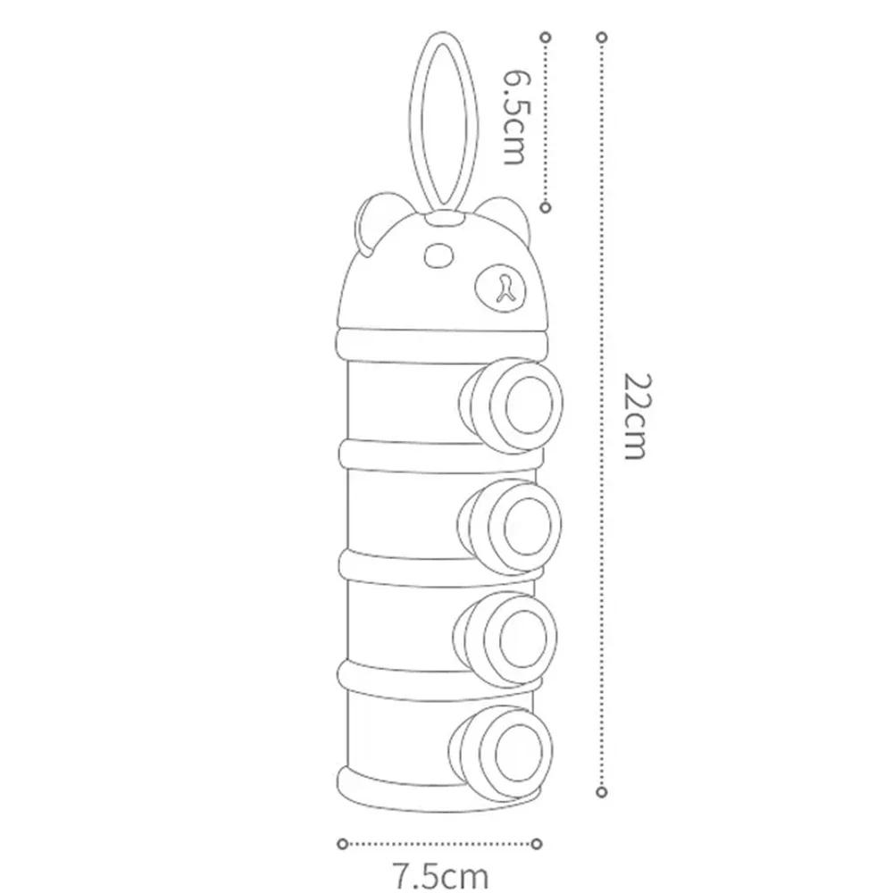 Boîte de lait en poudre Portable Style ours à 4 couches, ouverture Multiple, céréales, dessin animé,