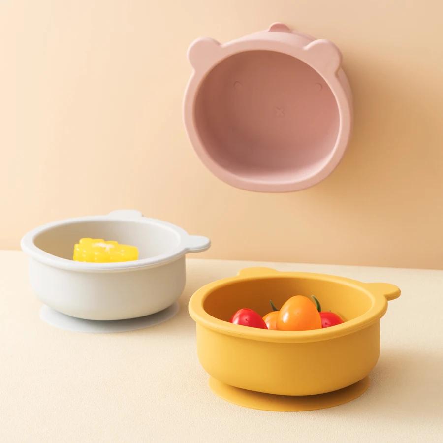 Vaisselle en Silicone pour bébé, ensemble de dîner à aspiration, formation à l'alimentation, article