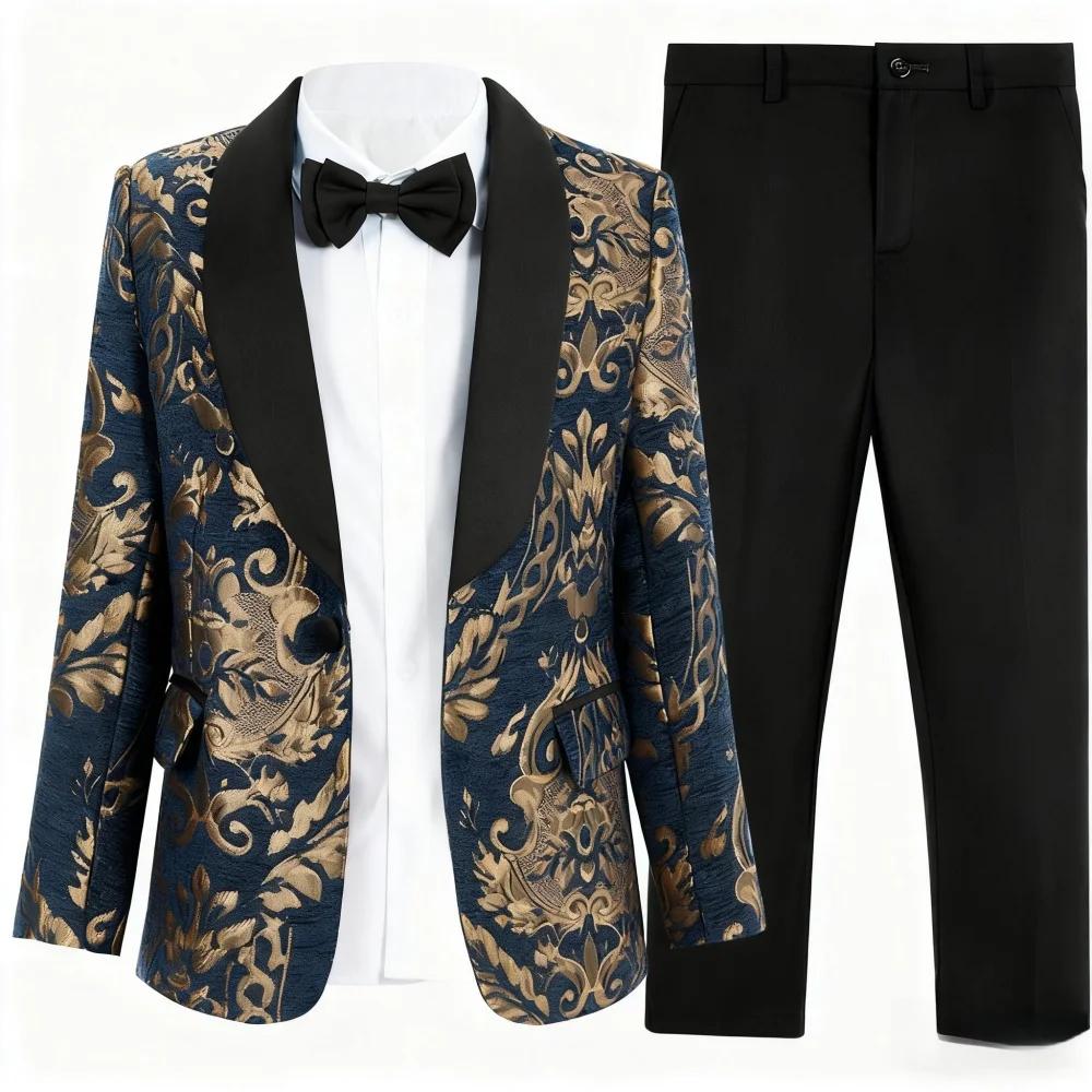 Ensemble de costume brodé doré de qualité supérieure pour garçons de 3 à 14 ans, costume de Communio