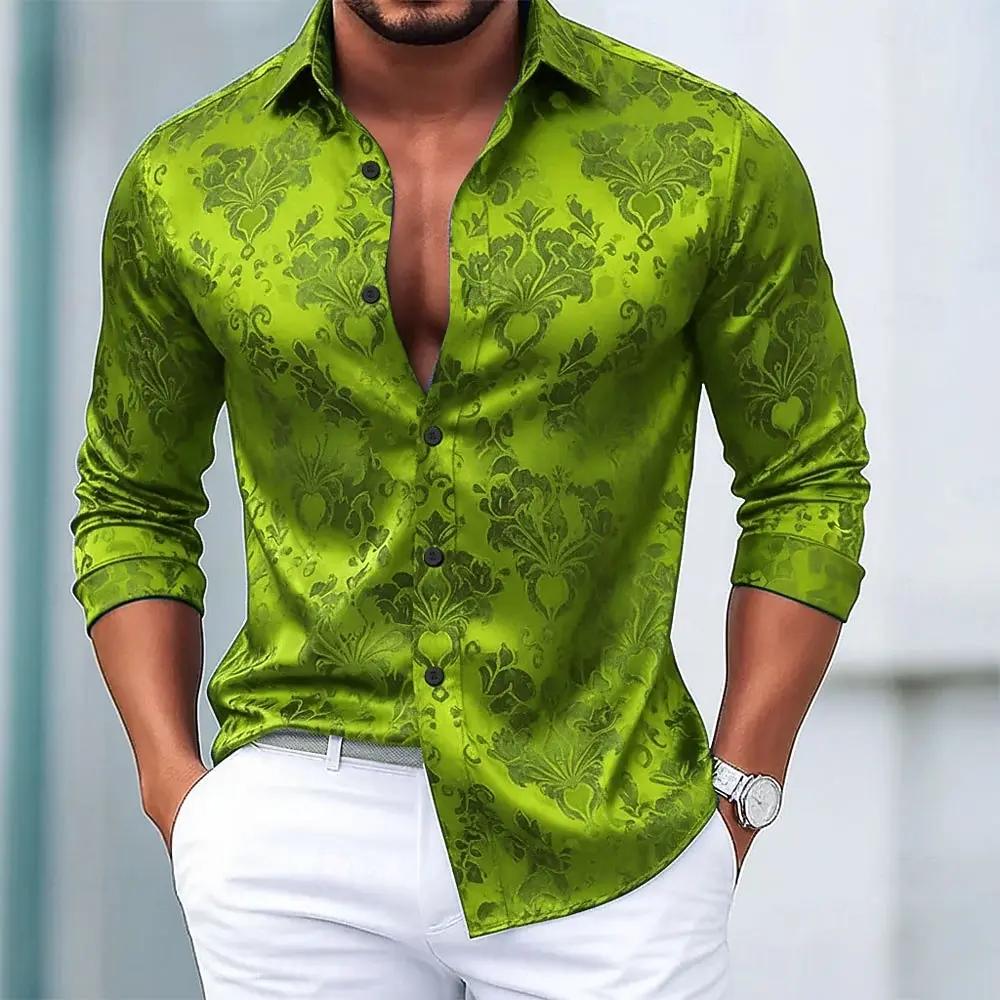 Chemise 3D à manches longues pour hommes, imprimé graphique ethnique complexe de fleurs florales, St