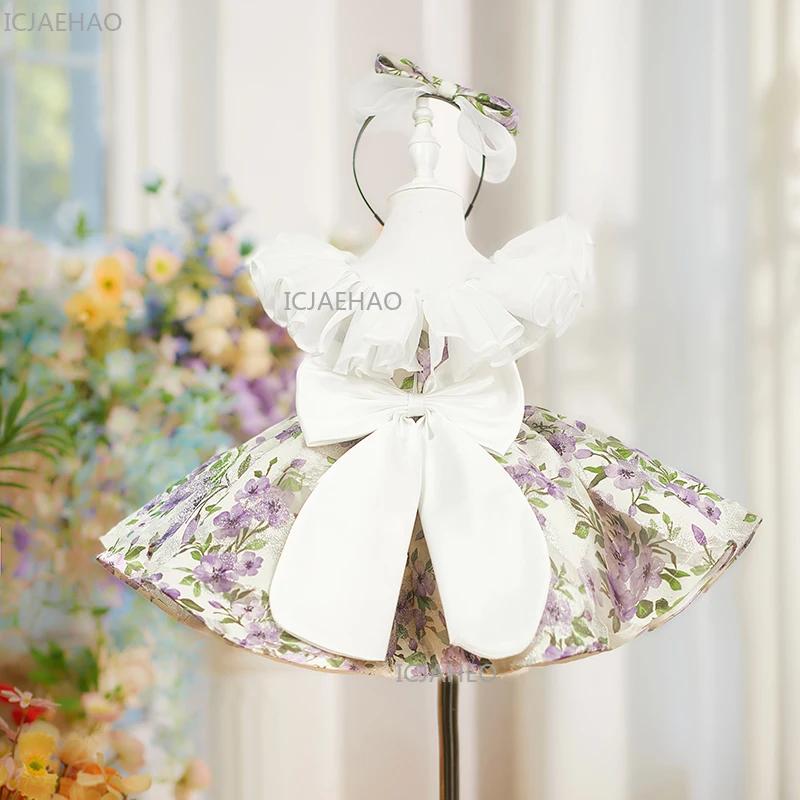 Robe de soirée pour filles, costume de fête du premier anniversaire, robe de soirée fleurie pour enf