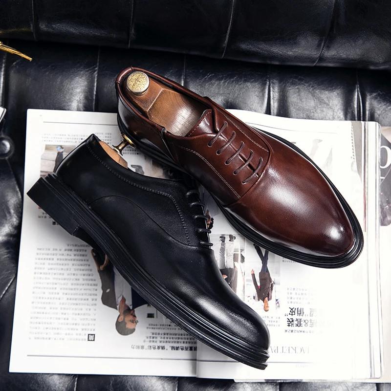 Chaussures habillées classiques pour hommes, chaussures en cuir Oxford, brogues sociales, chaussures