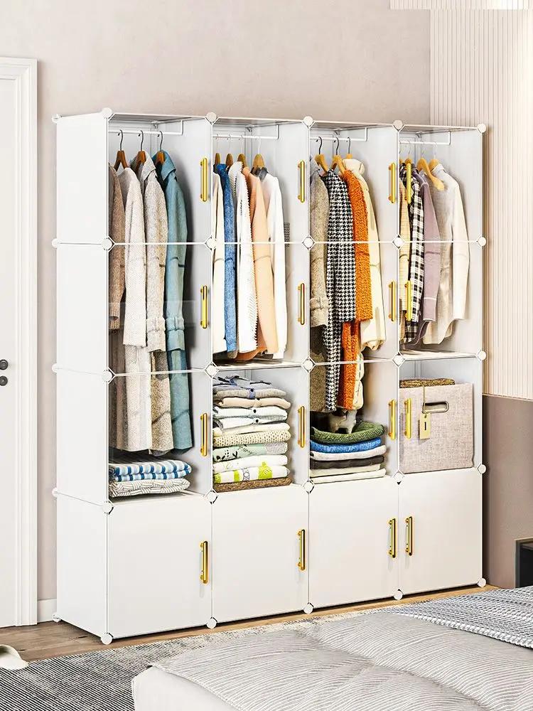 Armoire à Vêtements Robuste et Pliable en Plastique pour Chambre à Coucher, Meuble de Rangement en F