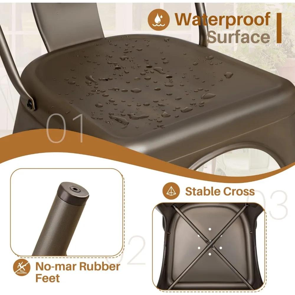 Chaise de salle à manger en métal, utilisation intérieure et extérieure, empilable, classique, Tratt