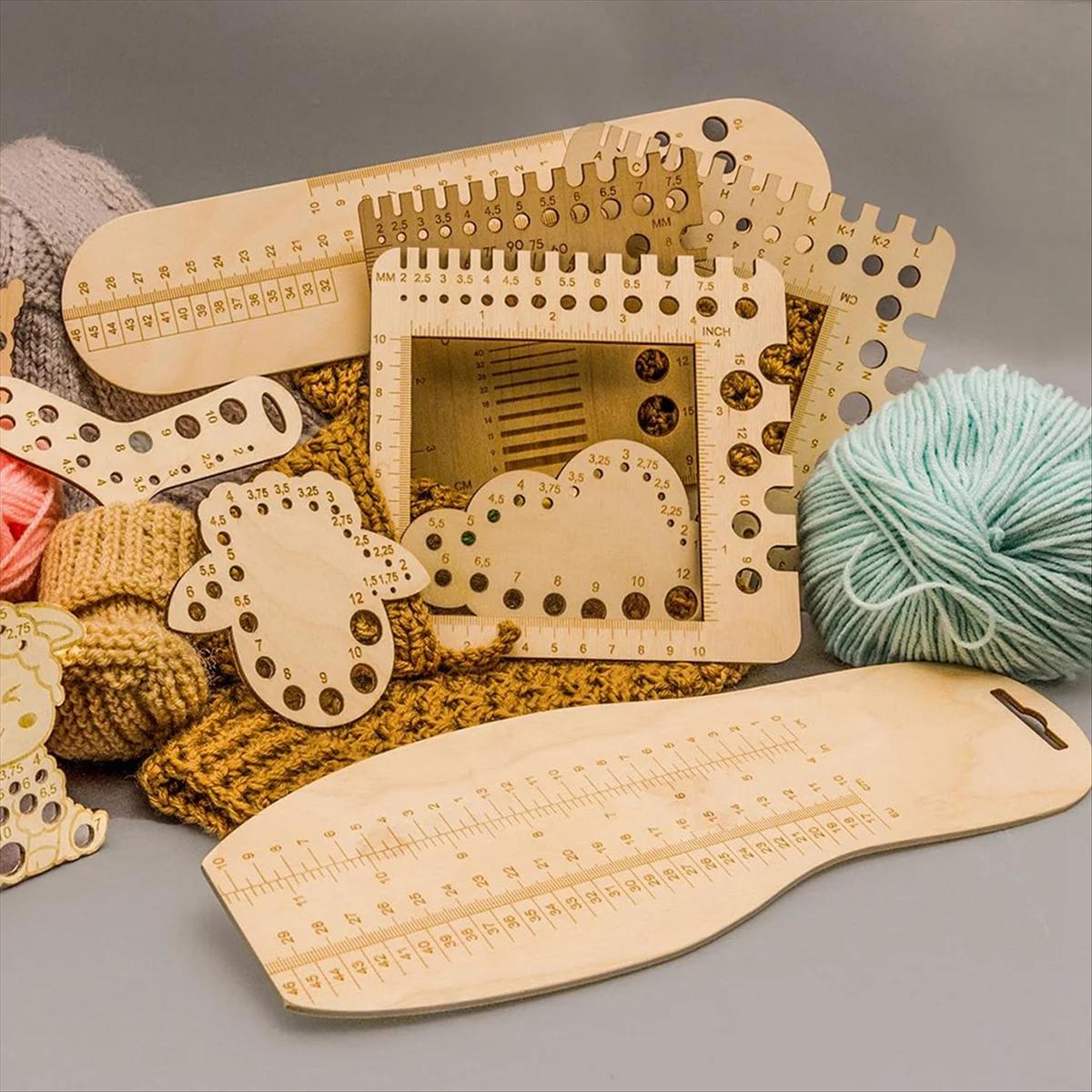 A95I-jauge d'aiguille à tricoter, règle de jauge de tricot, crochets, règle de fil et d'échantillons