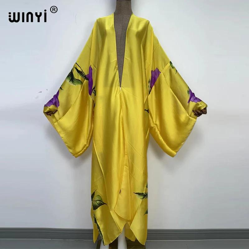 WINYI nouveau été femmes Cardigan point Cocktail Sexcy Boho Maxi vacances africaines manches chauve-