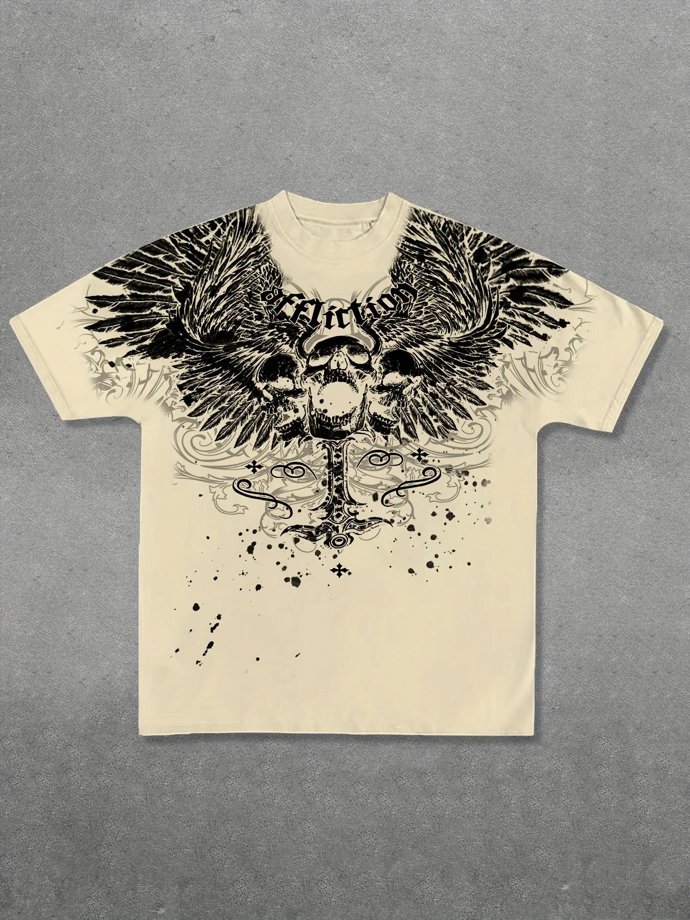 Le nouveau T-shirt pour hommes pour l'été 2025 avec impression de crâne 3D est décontracté à la mode