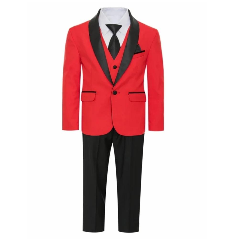 Ensemble de costume élégant pour garçon, coupe cintrée, 3 pièces, smoking pour occasions formelles, 