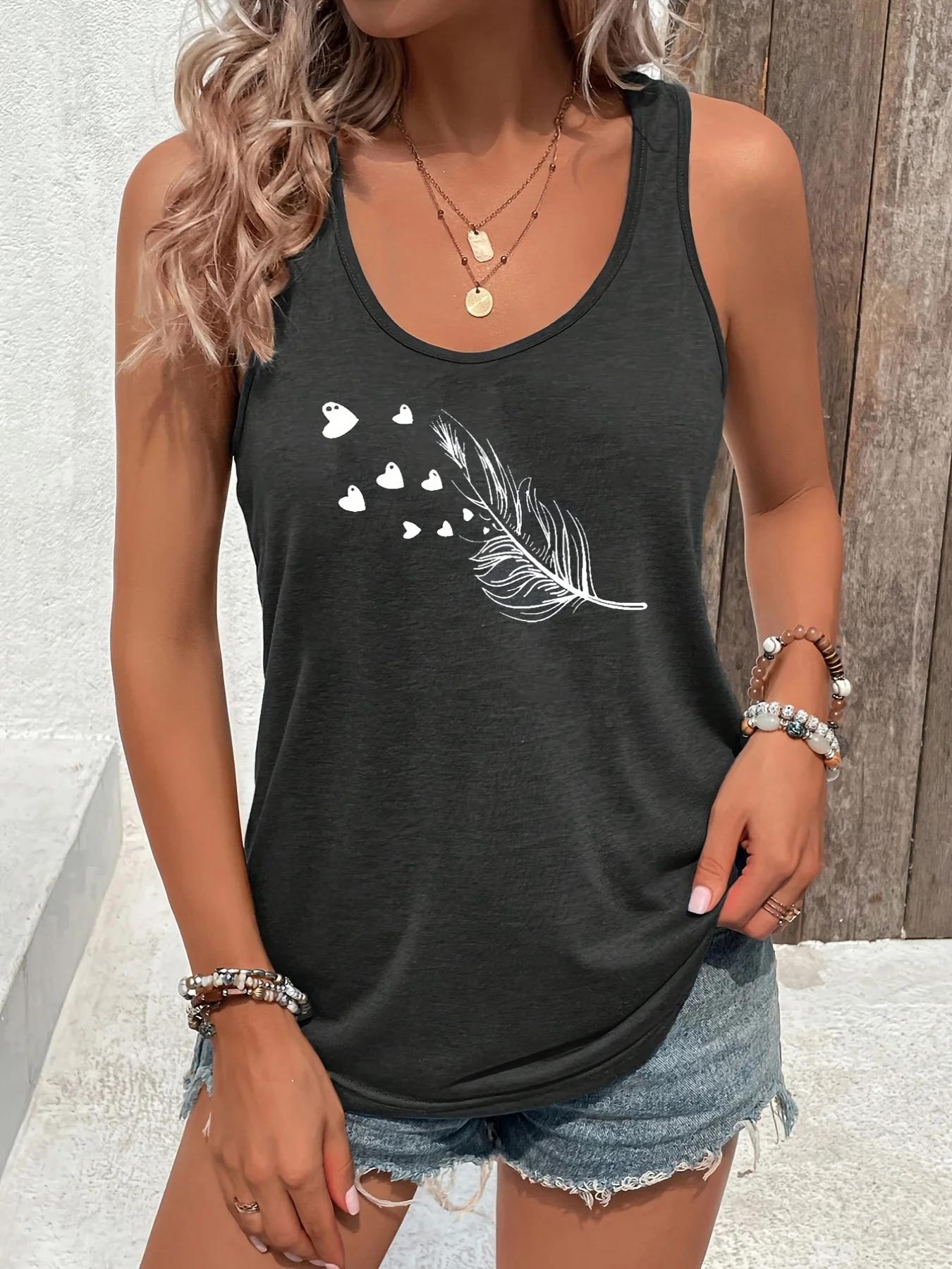 T-shirt d'été sans manches pour femmes, ample et personnalisé, attrape-rêves, maille imprimée, haut,