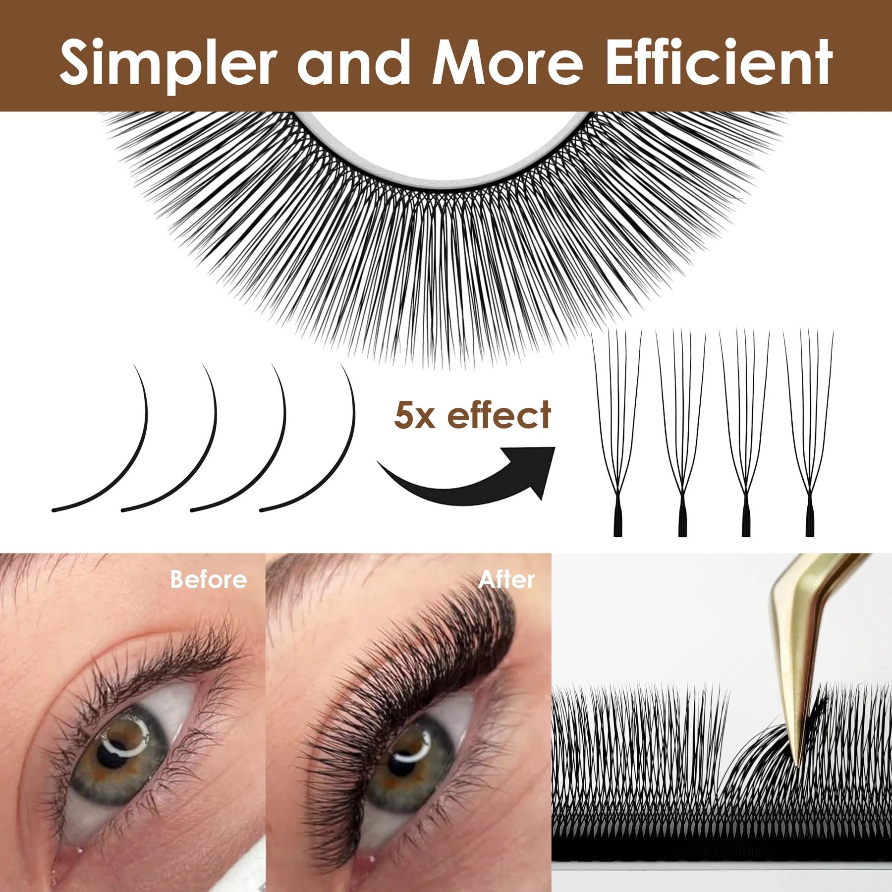 SEEDEW 5 étuis/Lot Extensions de cils 5D en forme de U naturel doux 5D U cils Premium vison faux cil