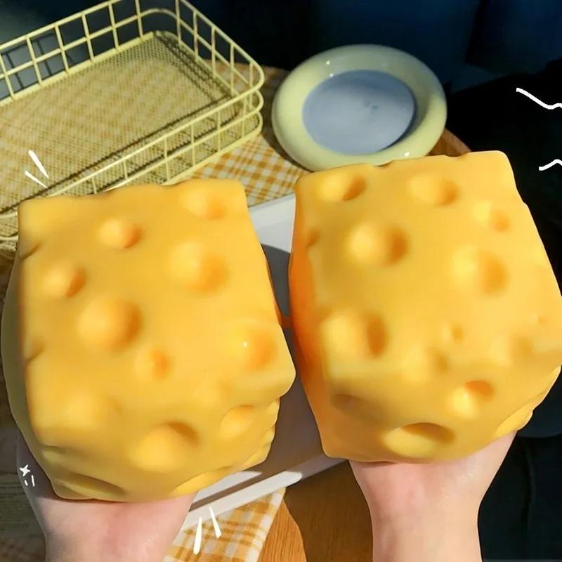 Jouet géant en forme de fromage à presser, taille extra large, jouet anti-stress en forme de fromage