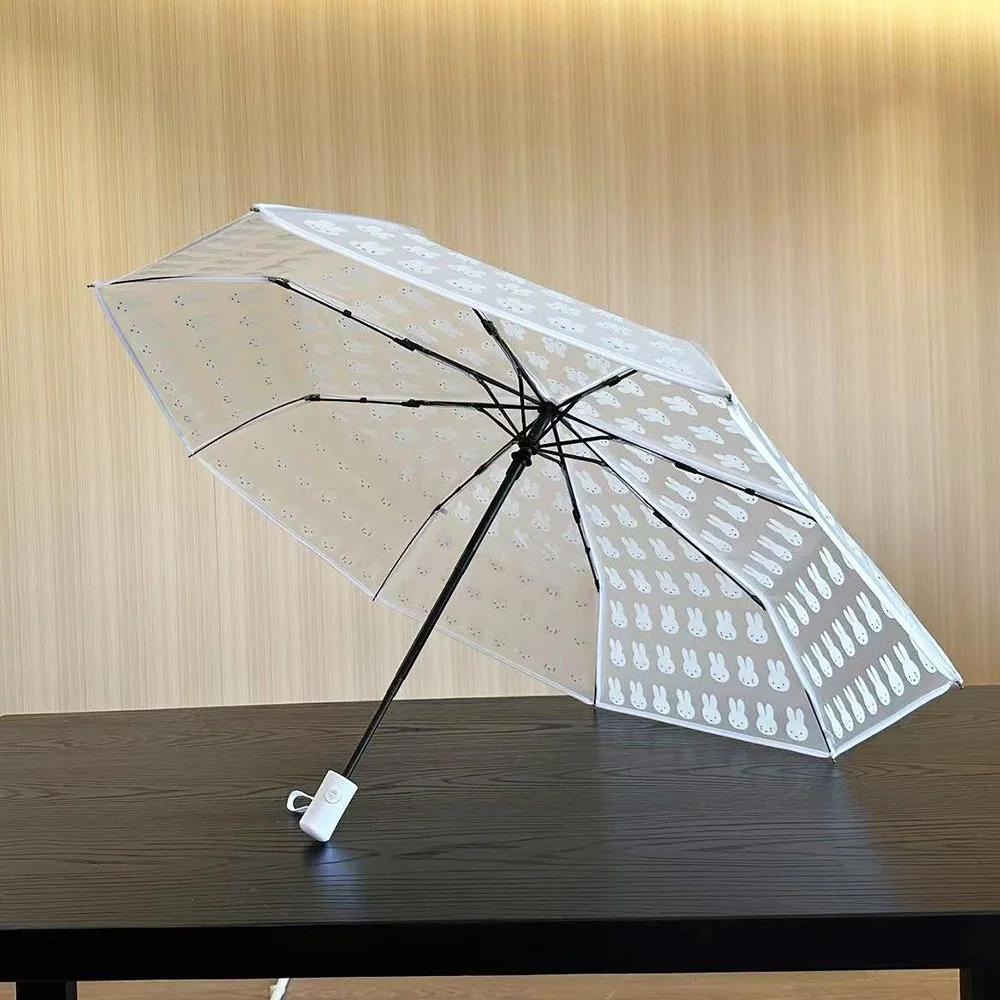 Parapluie Transparent givré Miffy Kawaii, joli parapluie pliable pour étudiants, entièrement automat