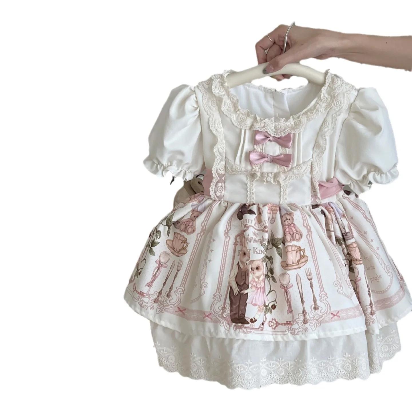 Robe d'été pour filles, nouvelle collection, manches bouffantes, princesse, style féerique, ours lol