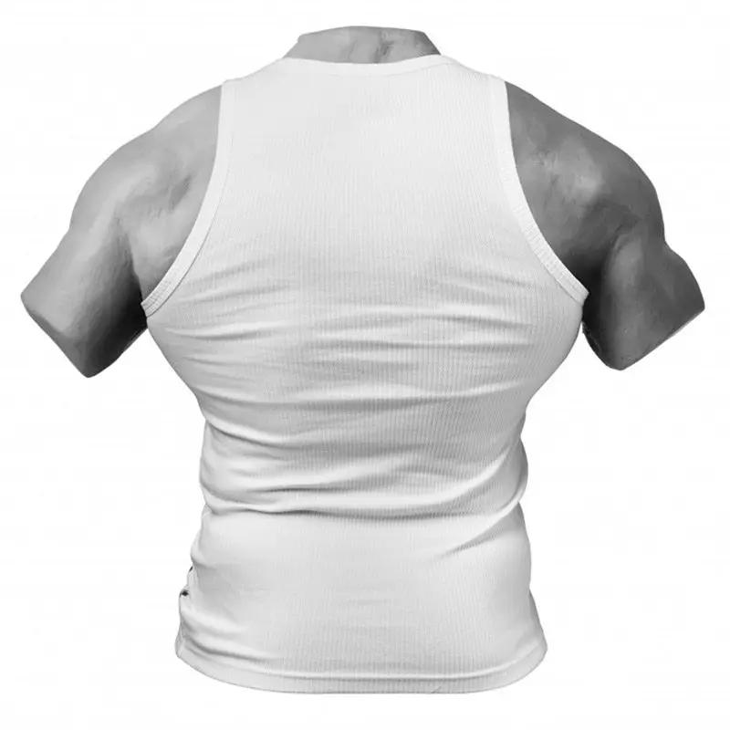Débardeur de sport américain pour homme, moulant, élastique, séchage rapide, col rond, couleur unie,