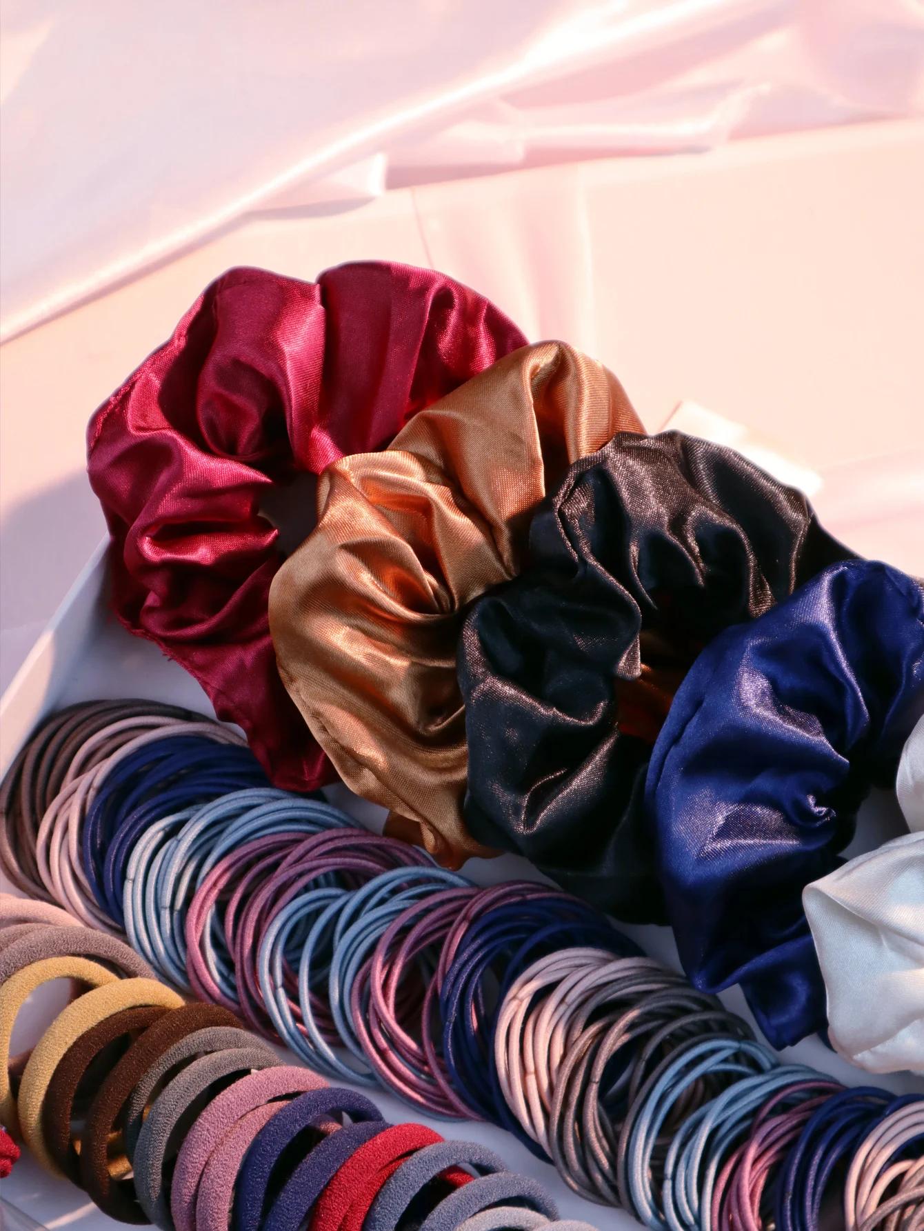 Ensemble d'accessoires pour cheveux foncés pour femmes, 1085 pièces, porte-queue de cheval sans cout