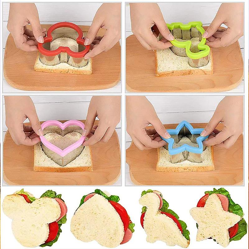 Ensemble de coupe-sandwich pour enfants, moule à pain, biscuits alimentaires, formes de fruits et lé