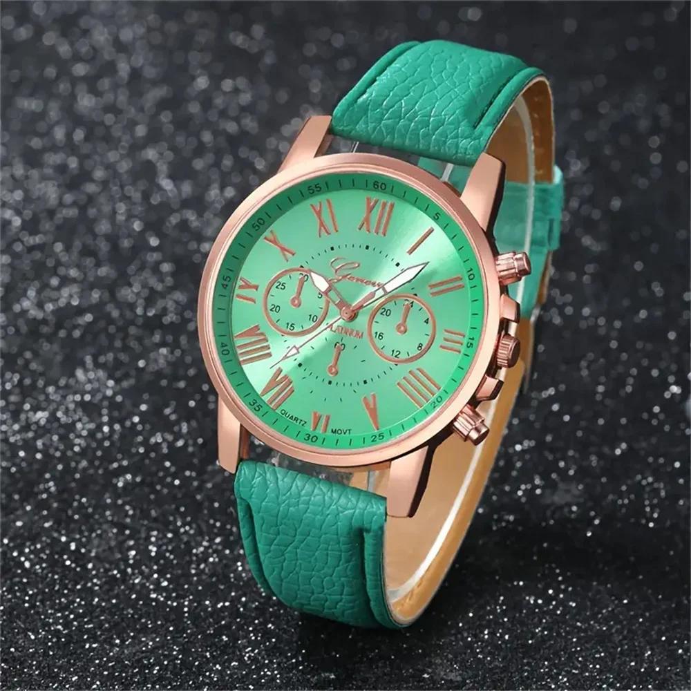5 pièces montres pour femmes mode Roma cadran bracelet en cuir montre à Quartz (sans boîte