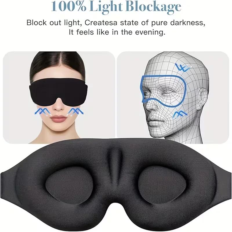 Masque de couchage 3D super doux – Masque pour les yeux doux et confortable, adapté aux hommes et au