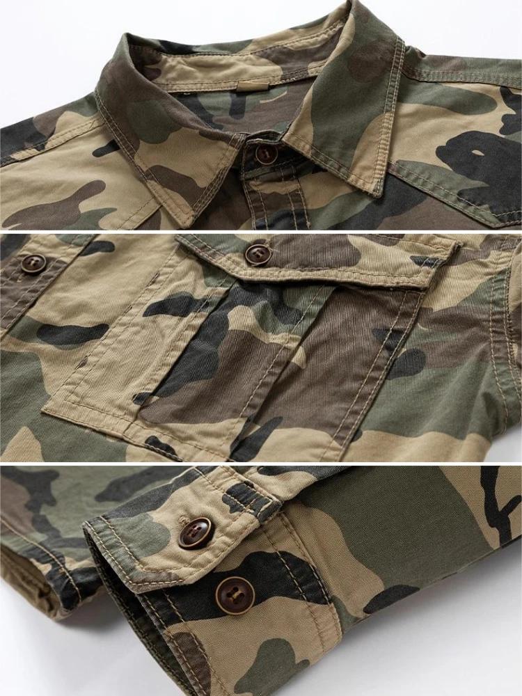 Nouvelle Chemise Homme 2026 en Coton (95%) à Manches Longues, Coupe Ample, Style Camouflage, Épaules