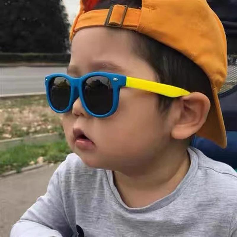Lunettes de soleil polarisées pour enfants TR90, monture en Gel de Silicone, carrées classiques, pou