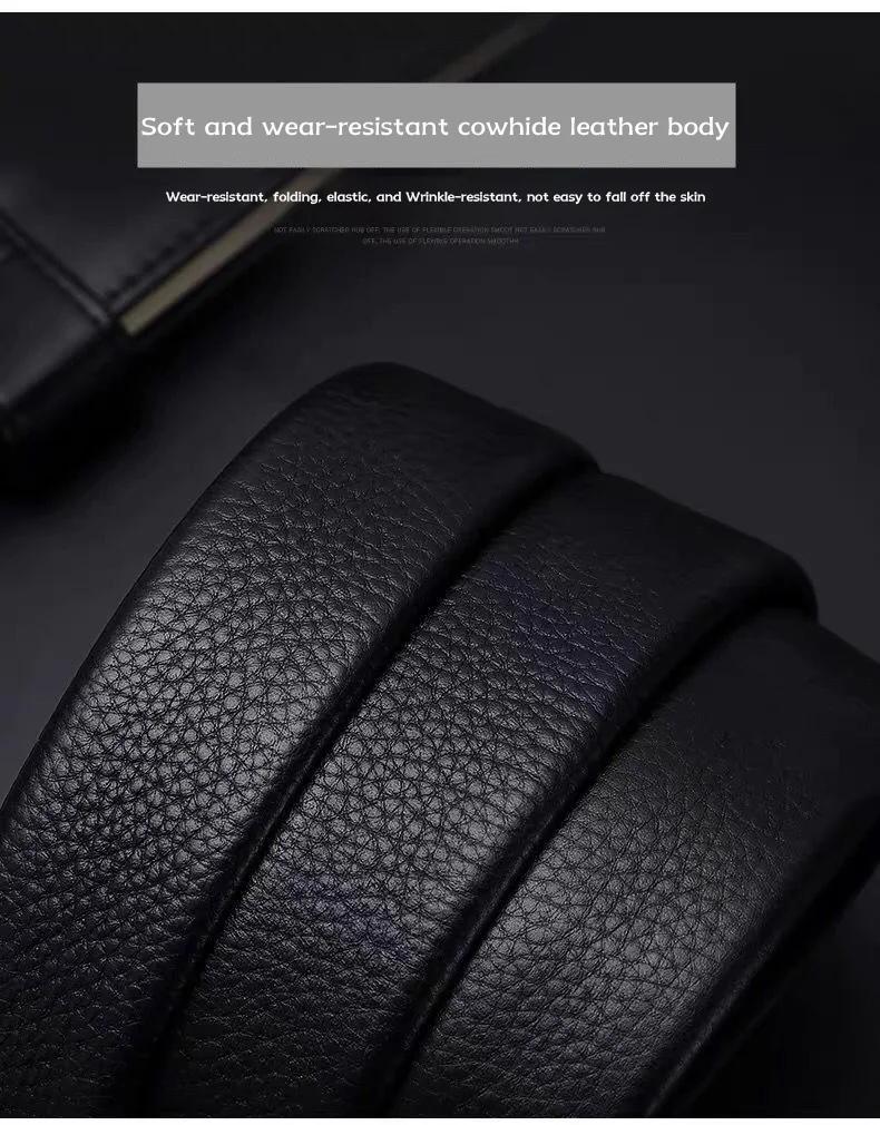 Ceinture en cuir de vache, ceinture en cuir pour hommes, boucle automatique, couche supérieure pour 