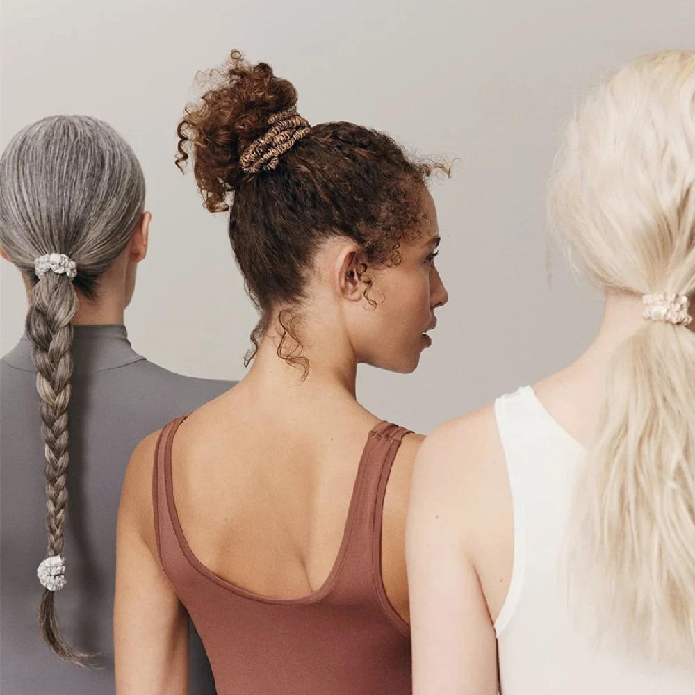 Chouchou en soie de mûrier 100% Pure, 3 pièces, bandeaux faits à la main pour femmes et filles, acce