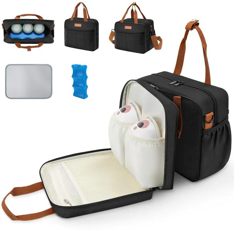 Sac de tire-lait détachable avec compartiment glace - sac de voyage portable pour lait maternel réfrigéré