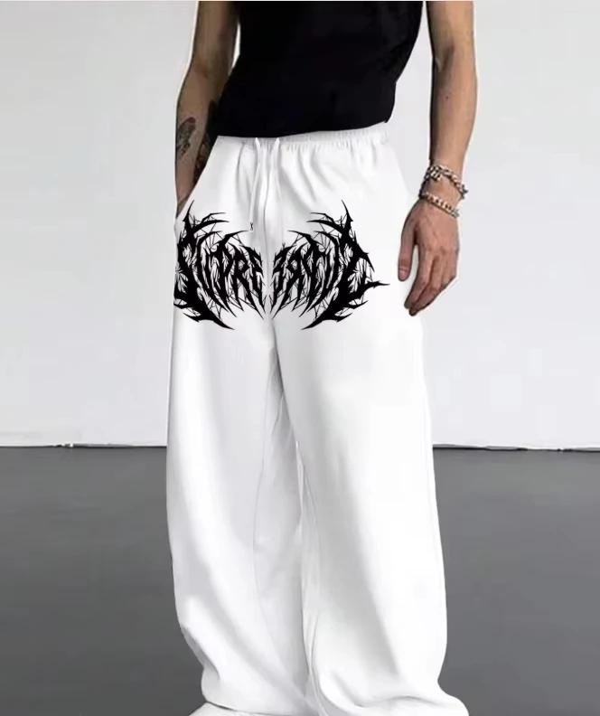Pantalon décontracté 2026 à jambe droite imprimé, coupe large, pour hommes et femmes, idéal printemp