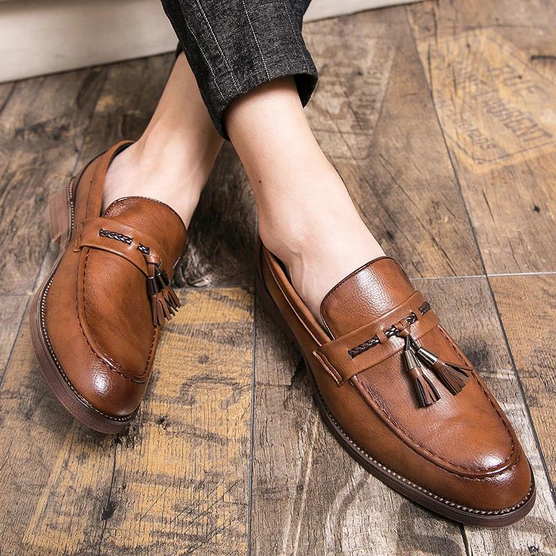 Mocassins décontractés pointus pour hommes, chaussures à franges ald-on, l'offre elles de boeuf, cha