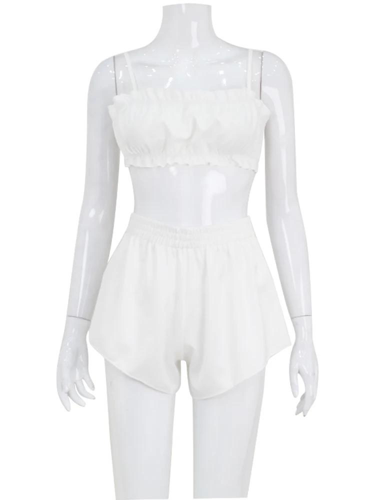 Ahagaga-Survêtement 2 pièces sexy pour femmes, vêtements de nuit, camisole, décontracté, bandage, sl