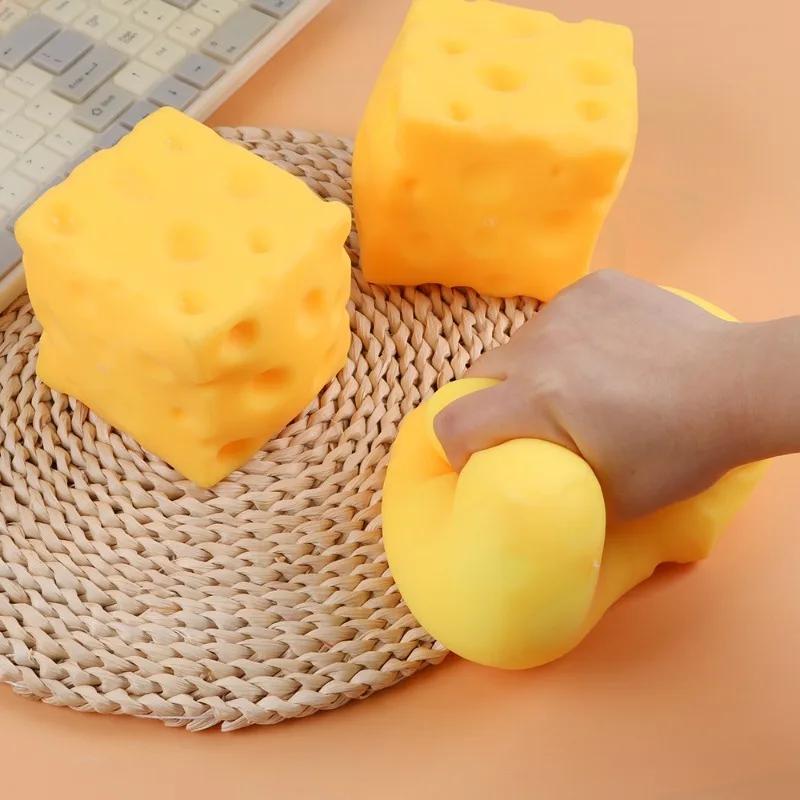 Jouet anti-stress géant en forme de cube de fromage, simulation de fromage extra-large, jouet sensor