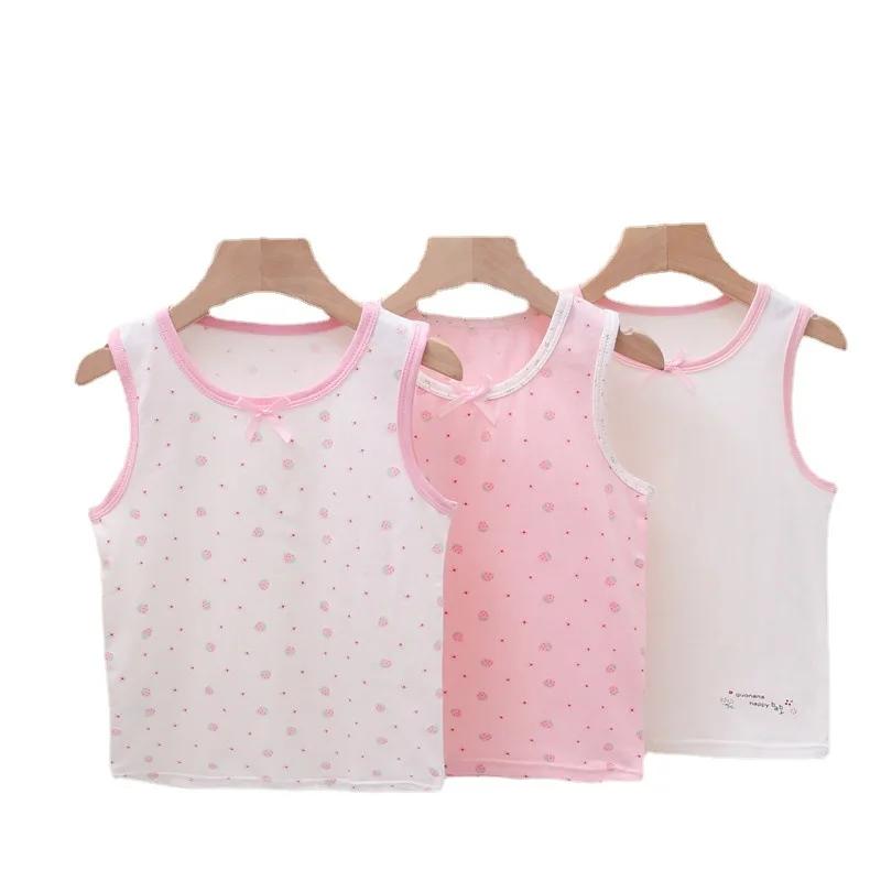 3 pièces/lot filles coton Singlet sous-vêtements réservoir fraise imprime enfants sous-vêtements cot