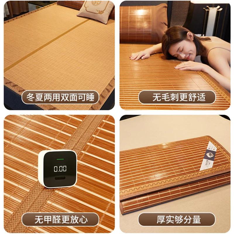 Tapis d'été en bambou, pliable, double face, en soie glacée, pour dortoir d'étudiants, lit simple, l