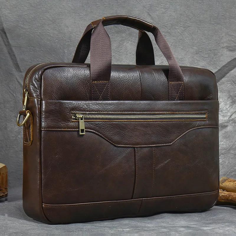 Sac pour ordinateur portable en cuir véritable pour homme, sac d'affaires, étuis à bombes pour homme