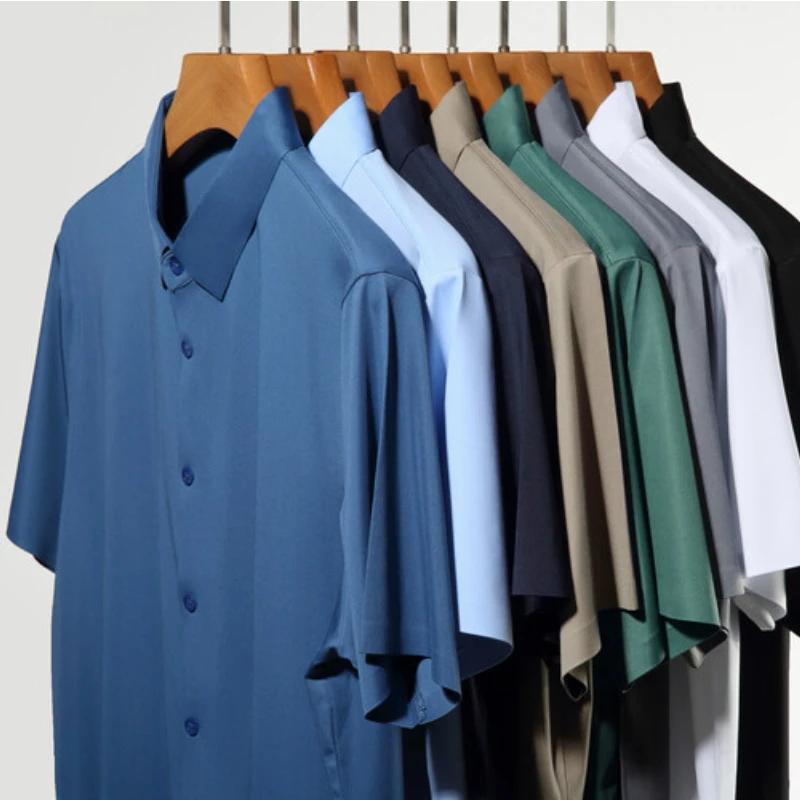 Chemise à manches courtes Ultra extensible pour hommes, décontractée, respirante, extensible, résist