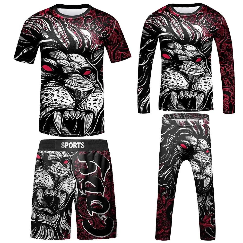 Rashguard-T-shirt et pantalon Jiu Jitsu pour enfants, vêtements de sport pour garçons, herbe grappin