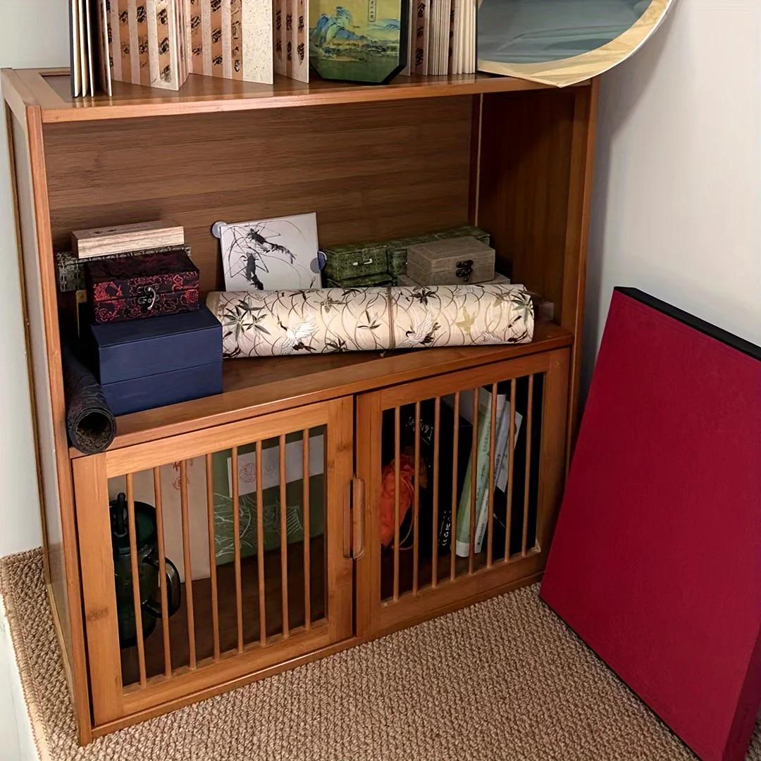 Armoire de rangement de style chinois - Armoire de rangement à 2 niveaux pour le salon de bureau - A