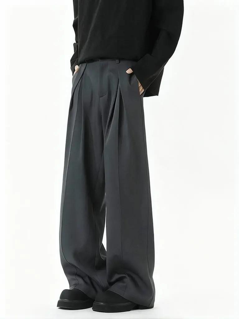 Pantalon décontracté streetwear à jambe large pour homme, style Harajuku, coupe évasée, noir, de hau