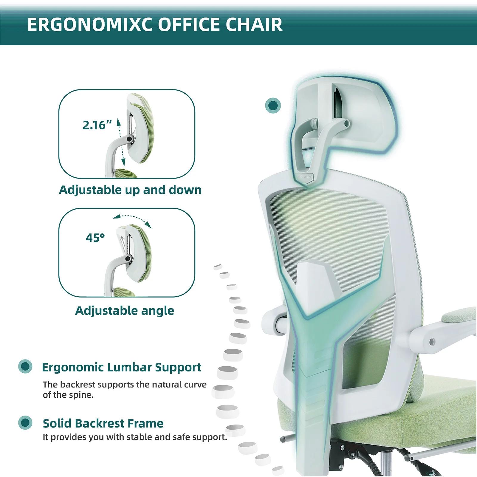 JHK ergonomique inclinable à dossier haut maille salon chaise de jeu à bascule bureau d'ordinateur p